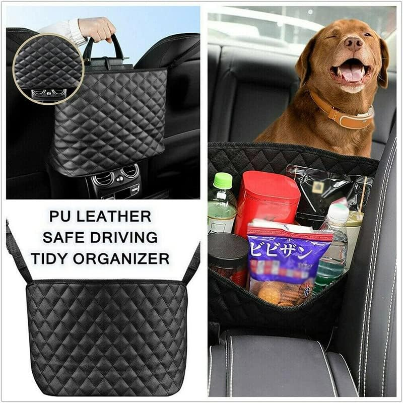 AIMALL Car Handbag Holder, Advanced between Car Seat Storage Bag Net Pocket Handbag Holder Organizer Bag, Black, 10.6 X 15.3 Inches image number 5