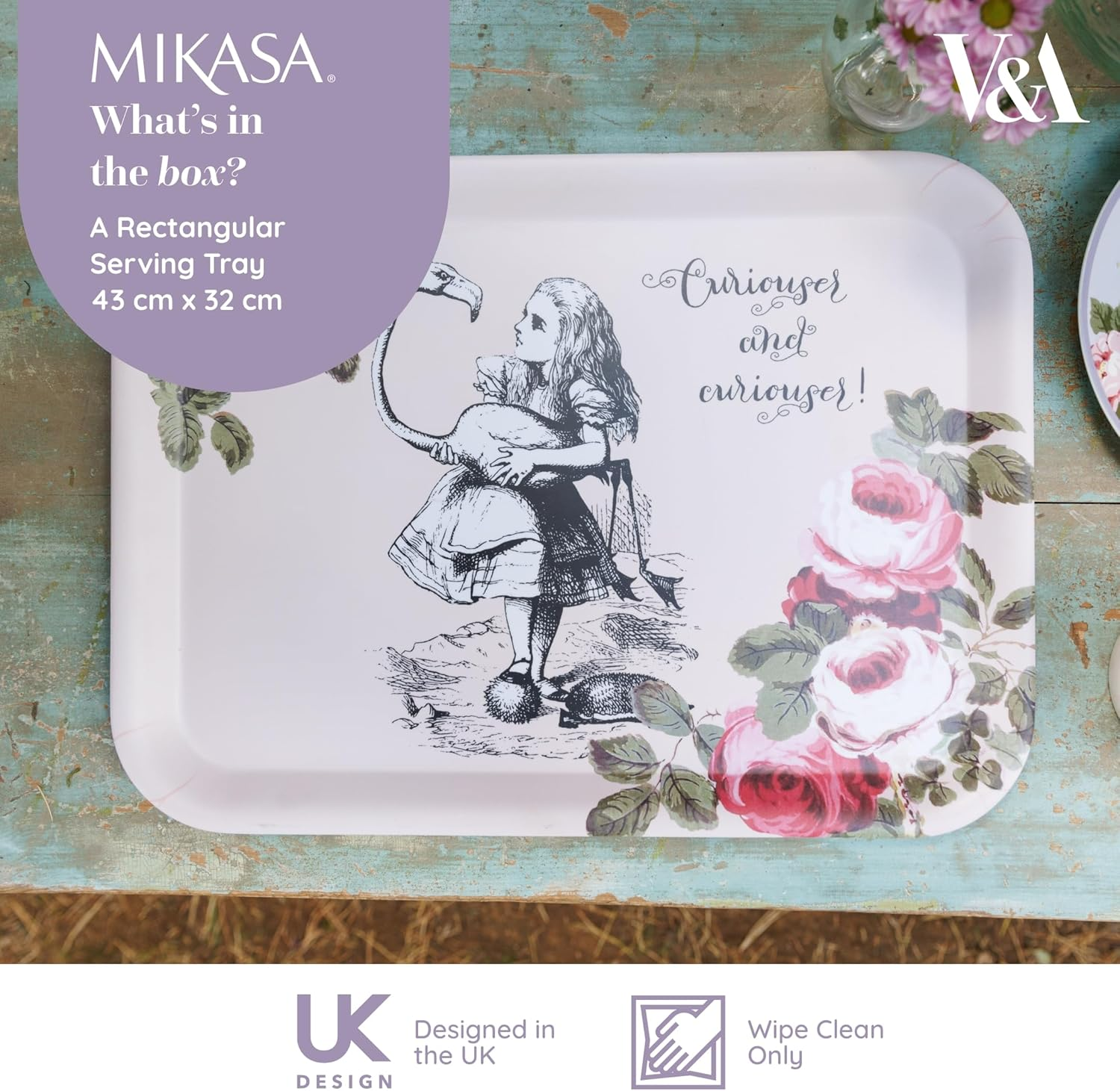 Mikasa and the V&A Serving Tray, Large Melamine Tray for Drinks and Afternoon Tea, Alice in Wonderland Collection, 43Cm X 32Cm, Perfect for Gifting image number 5