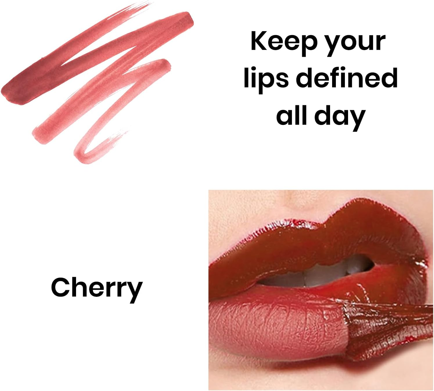 Lip Liner Stain Peel Off, Long Lasting Lip Tint, Waterproof, Transfer Proof, Highly Pigmented Non-Stick Color Tattoo Lip Tint Liner, Matte Finish - 03#Cherry