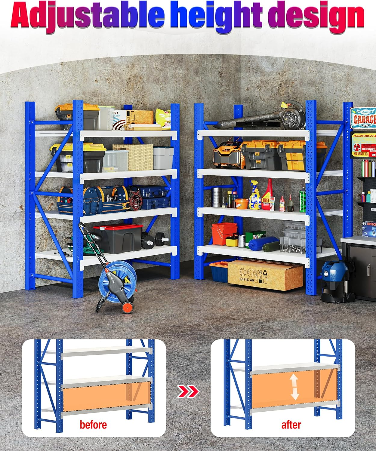 1.2M X 1.8M Heavy Duty Metal Shelving System (Blue and White) image number 6