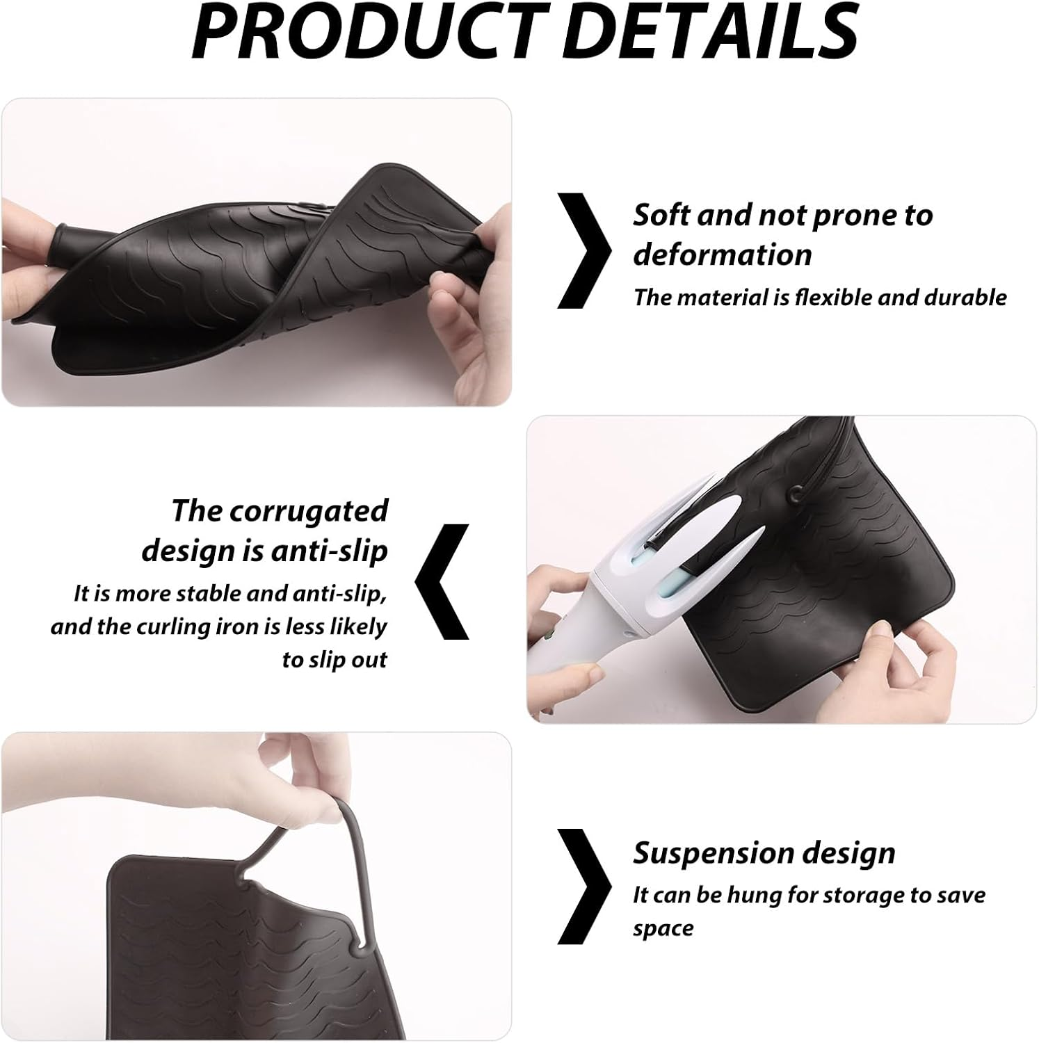 Ozessence 2 Pcs Heat-Resistant Mat for Curling Irons, 21&times;15.8Cm Portable Heat Silicone-Resistant Mat for Curling & Flat Irons, Used for Anti-Slip Protect Desktop and Travel Carry image number 2