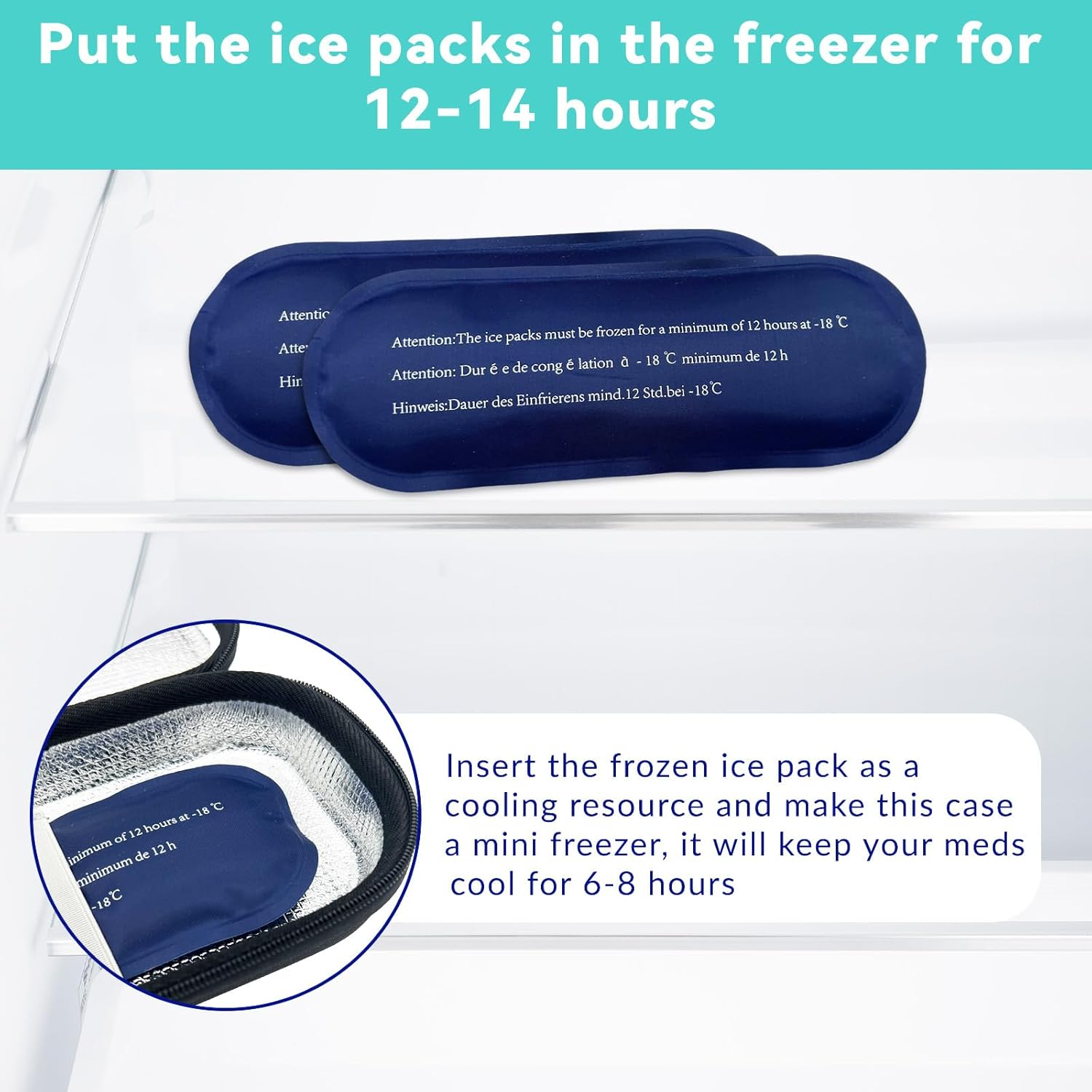 Insulin Pen Cooler Travel Case with 2 Ice Packs, Diabetic Medication Insulated Cooling Bag for Insulin Pens and Diabetic Supplies, Diabetic Organizer Portable Case for Daily Life and Trips image number 6