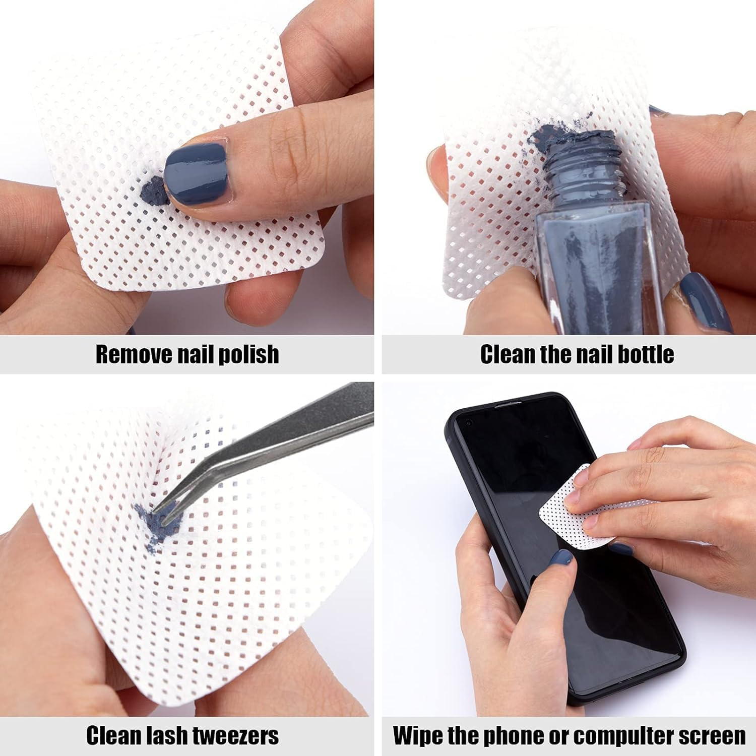 400 Pcs Non-Woven Glue Cleaning Wipes for Lash Extensions and Nail Polish Removal, Beauty Salon Supplies (White) image number 2