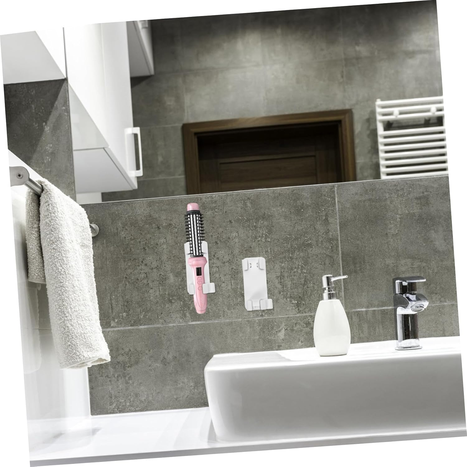 DINHEAROM Multi Functional Wall Mounted Hair Tool Holder Easy Install Hair Organizer for Bathroom Salon Stylish Storage for Curling Irons Hair Dryers image number 3