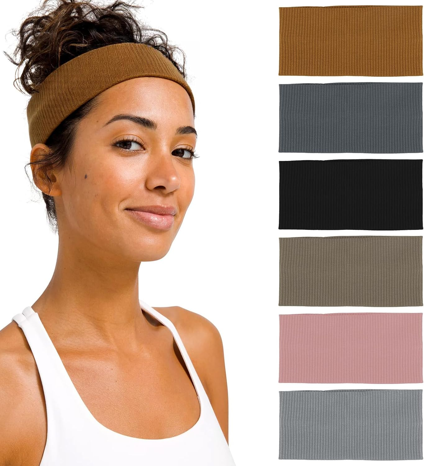 Ziyonix Pack of 6 Women'S Sports Headbands, Soft Non-Slip Hair Bands, Elastic Hair Bands, Wide Hair Band, Breathable Headbands Set, Hairband for Yoga, Fitness, Running, Fitness image number 3