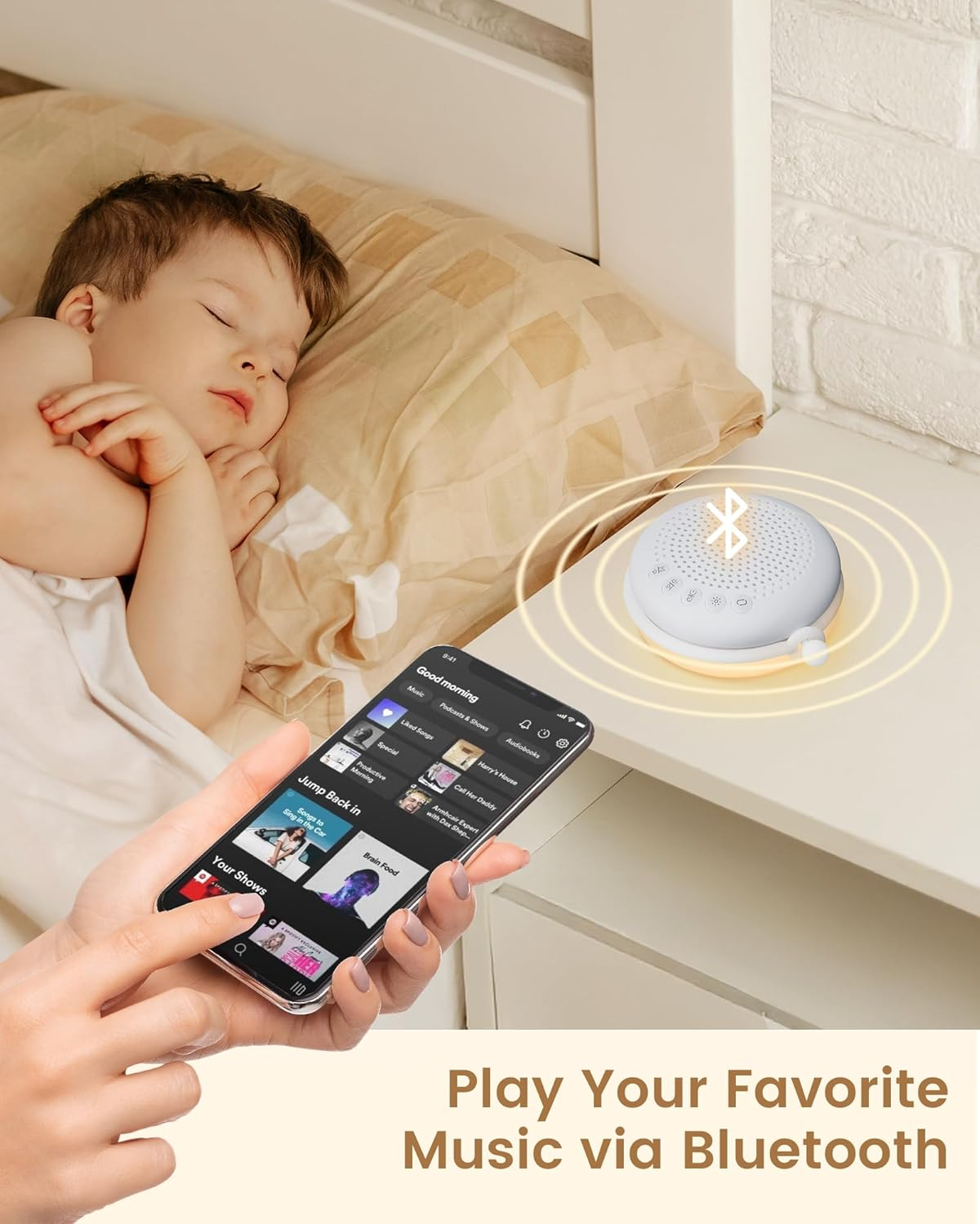 Glocusent 3-In-1 Portable Sound Machine for Baby, White Noise for Sleeping, Night Light & Phone Connected Speaker 34 Sounds Timing Function 1000Mah Large Battery Designed for Travel Deep Restful Sleep image number 6