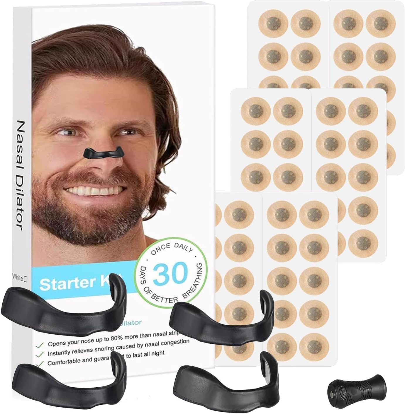 30 Count Breathing Nasal，Breathing Nasal Strip Starter Kit, Boost Oxygen Intake, Reduce Snoring, Improve Sleep Quality, Sweat Resistant, Skin Safe Nasal Strips image number 5