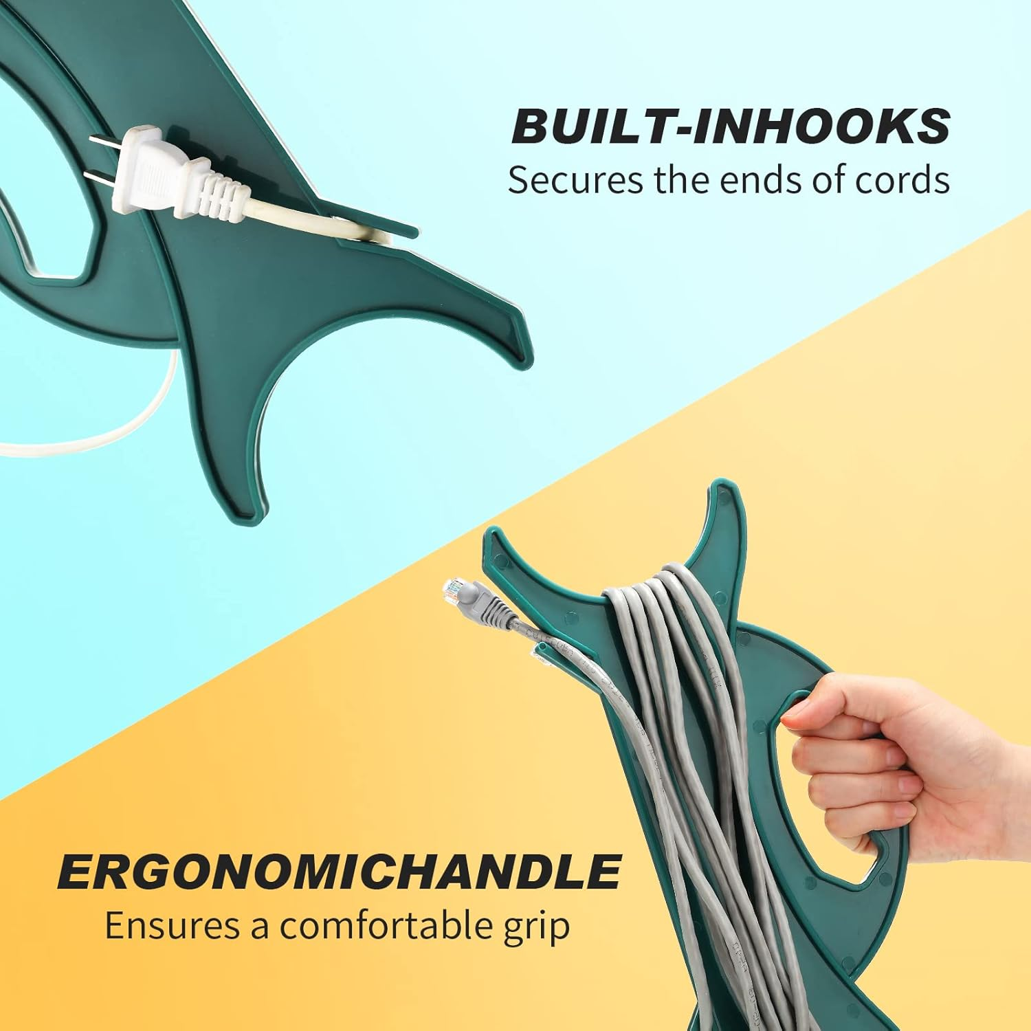 All Purpose Light and Cord Wind up Reel Extension Cord Storage Organizer Holder Christmas Light Organizer Wrap Wind up Value Pack for Wire Hose Storage(Atrovirens,8 Pieces) image number 2