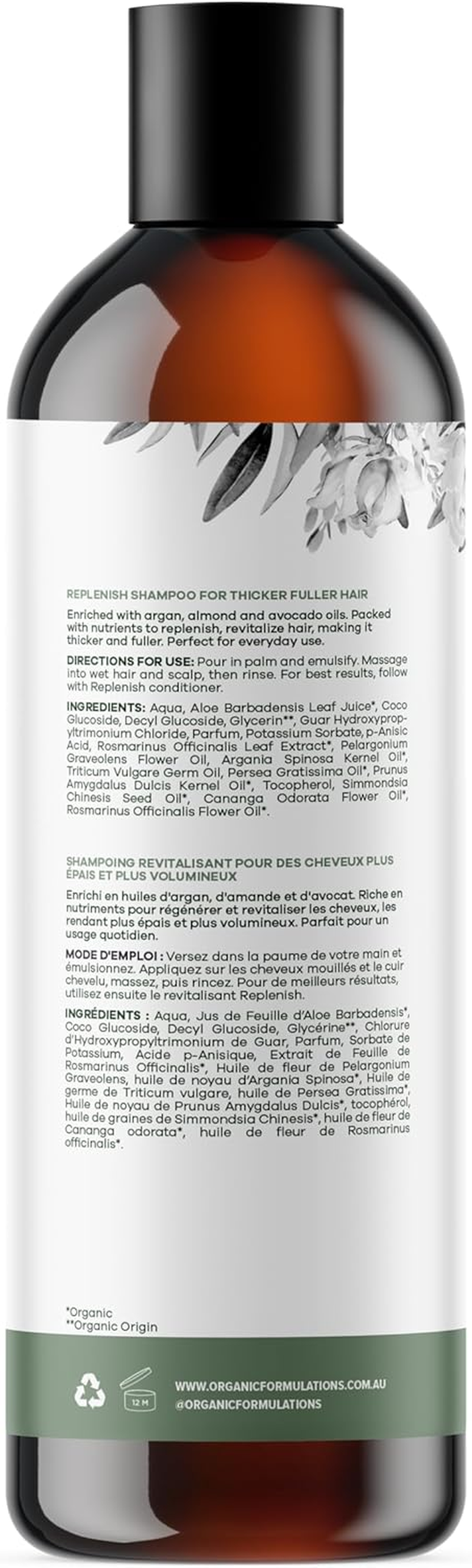 Organic Formulations Replenishing Shampoo 500Ml - Thicker Hair image number 1