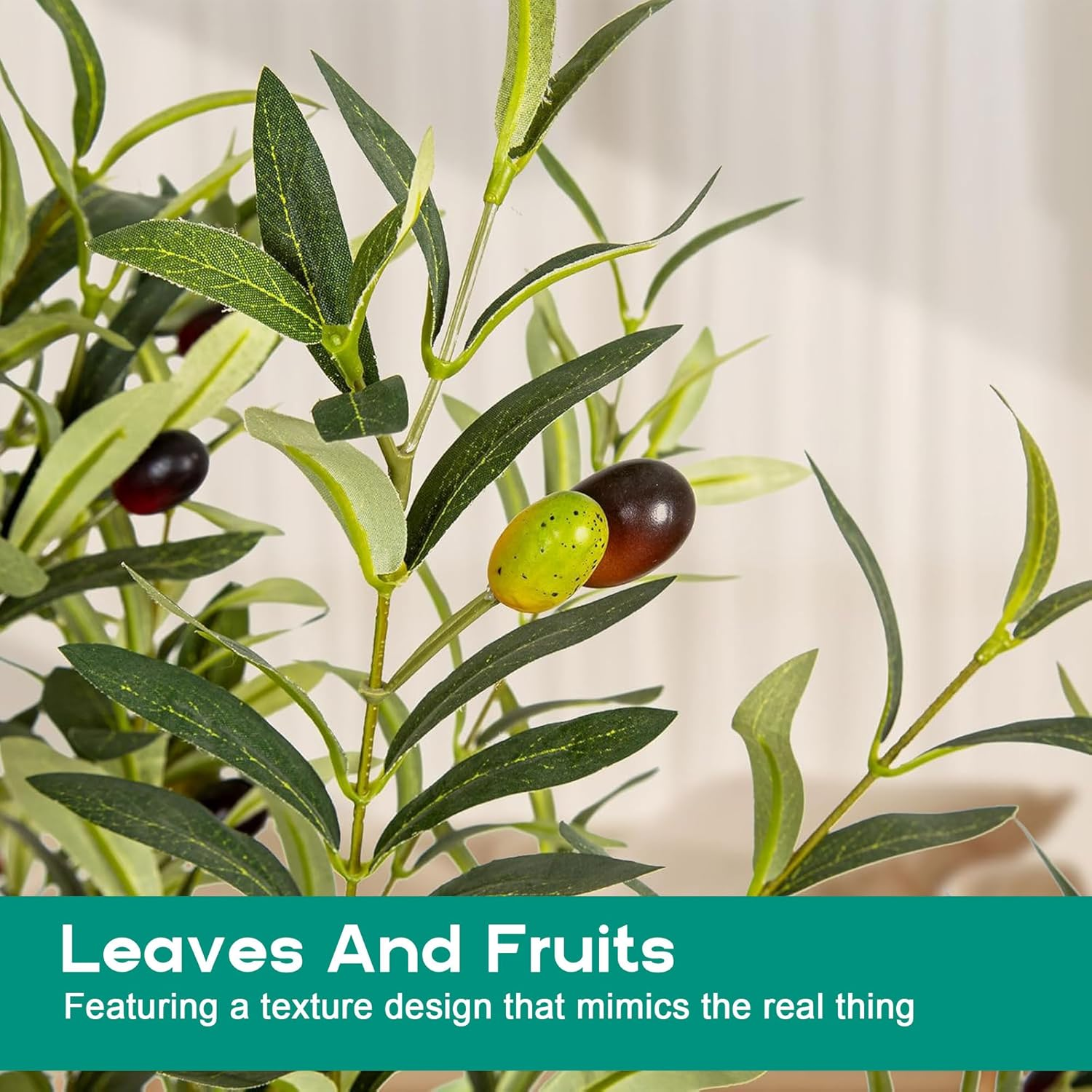 TUXOIUBA Artificial Olive Tree, 180Cm Tall Faux Silk Plant with Natural Wood Trunk and Lifelike Fruits for Home Office Decor, Indoor Fake Potted Tree for Modern Home Office Indoor Outdoor Decor image number 3
