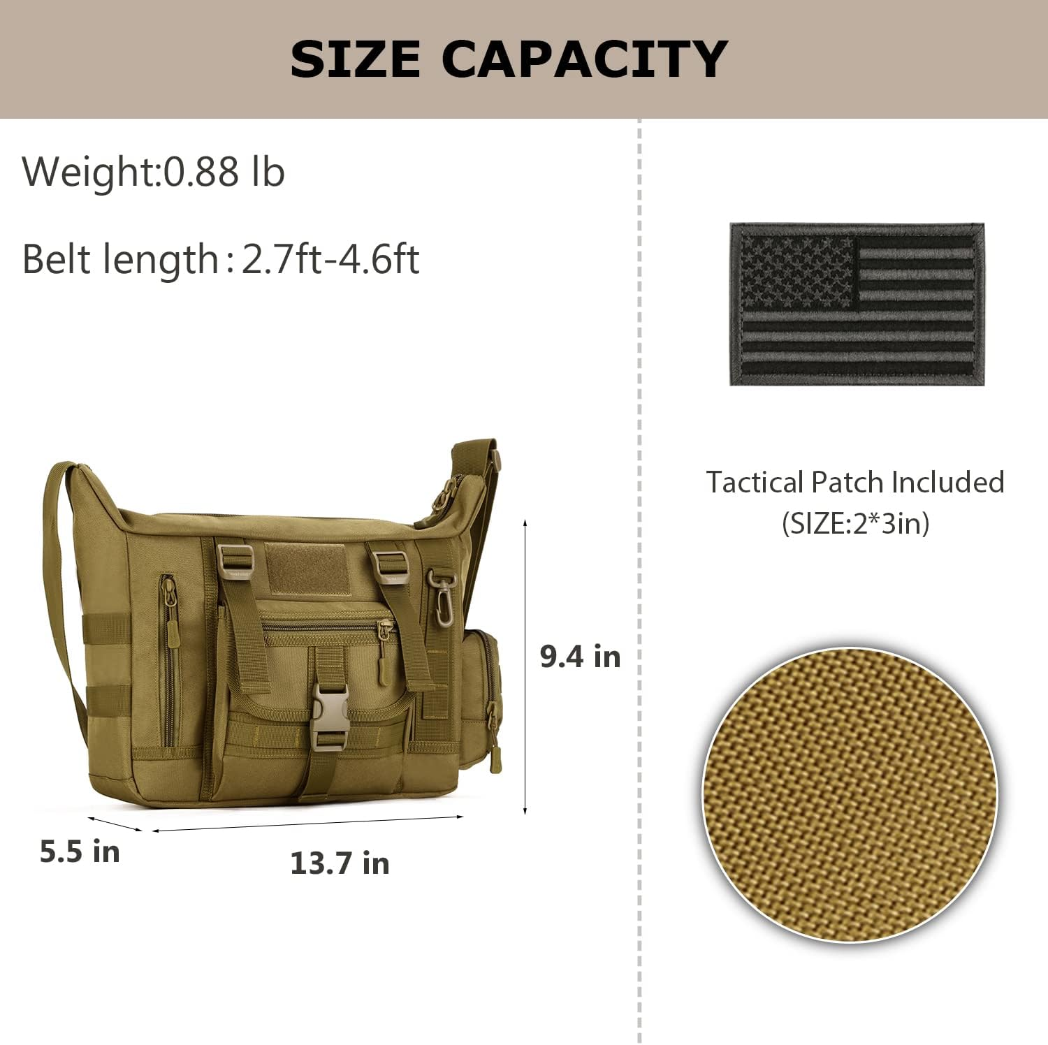 Tactical Messenger Bag - Brown image number 6