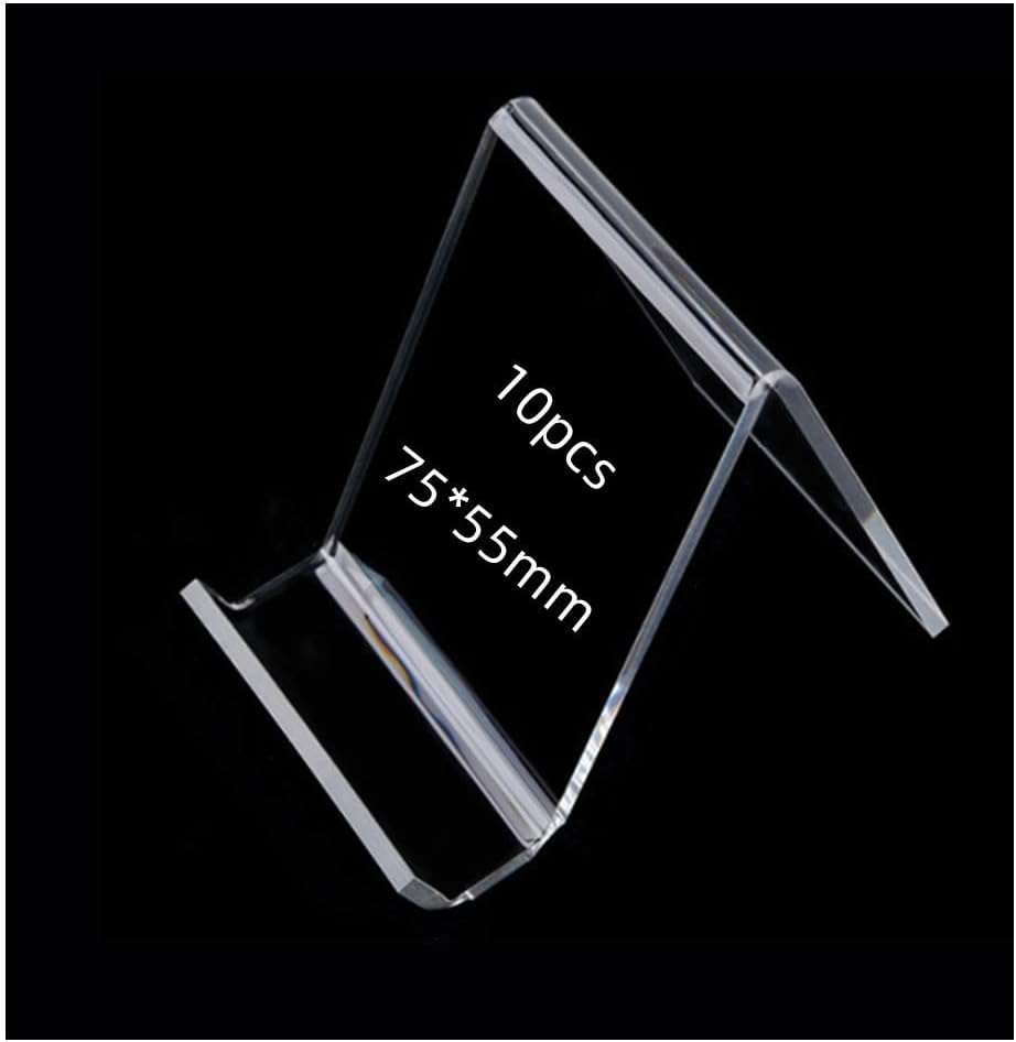 10 Pieces Transparent Acrylic Book Stand for Display - Clear N/C Shape Flat Back Plexiglass Brochure Easel for Books, Notebooks (75*55Mm) image number 1