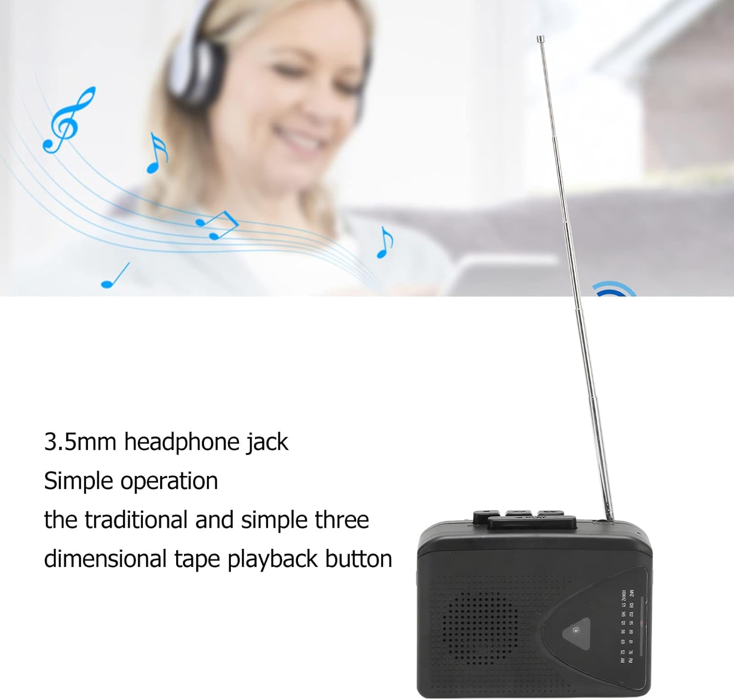 Portable Cassette Player FM AM Radio Tape Player, Portable Tape Player with Clear Speaker for Indoor Outdoor image number 4