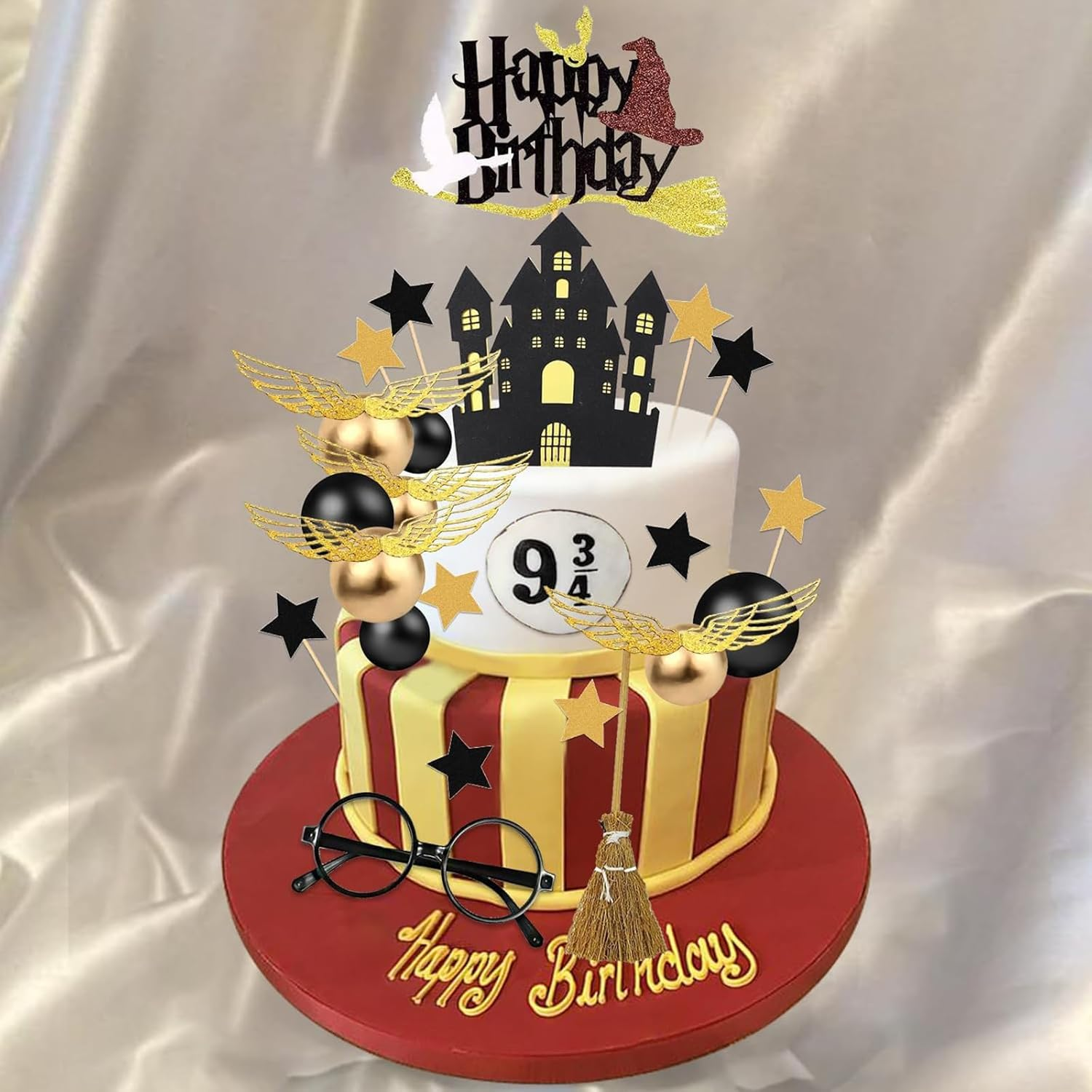 38 Pieces Hary Cake Decoration Set, Wizard Cake Decorations, Happy Birthday Topper for Children'S Birthday Party, Magical Cake Decorations image number 1