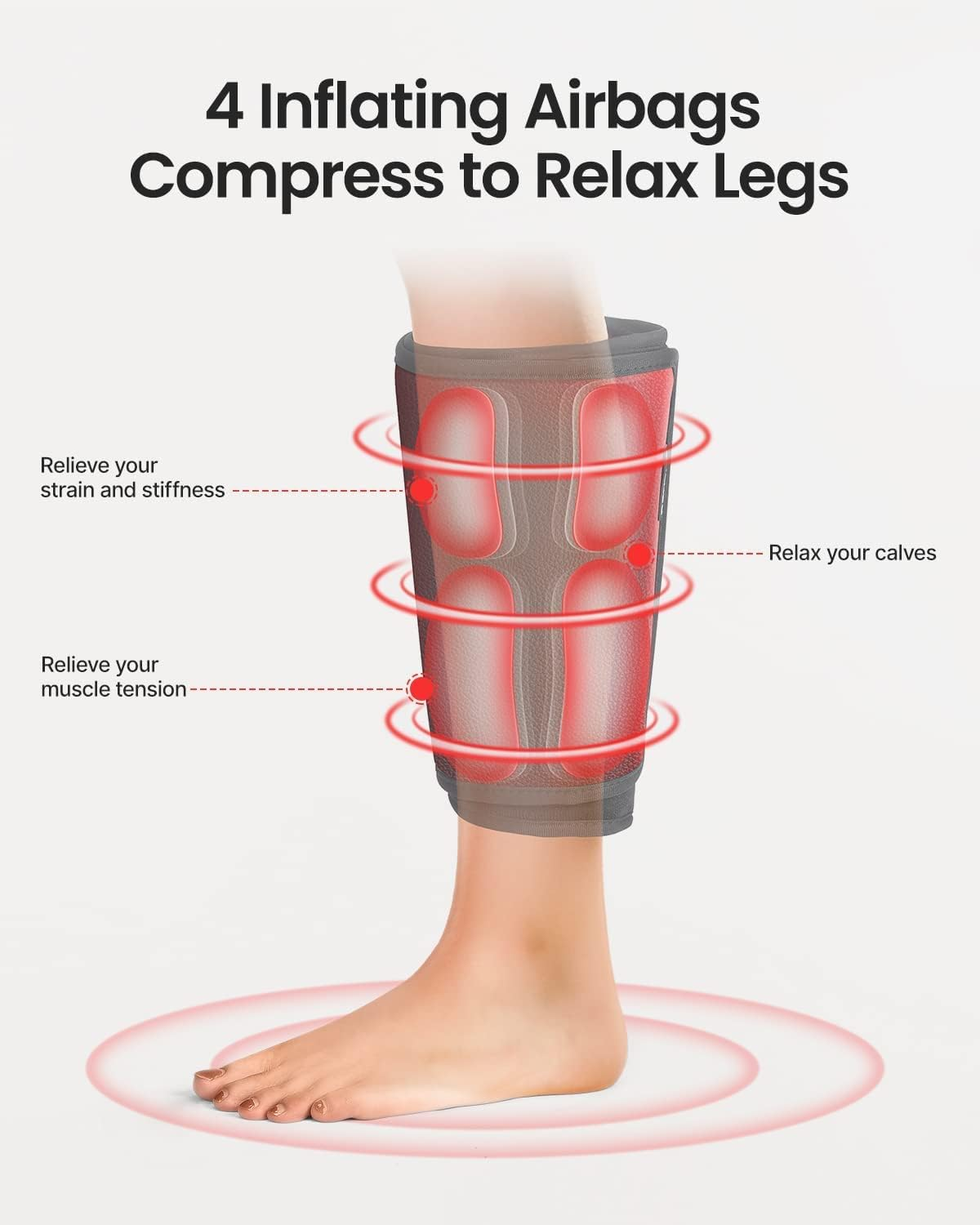 RENPHO Leg Massager with Heat for Father Mother, Air Compression Calf Massager Boost Blood Circulation and Relieve Muscle Stiffness image number 4
