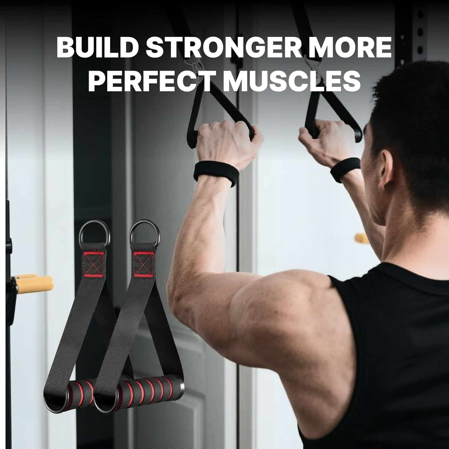 Heavy Duty Exercise Handles for Resistance Bands and Cable Machines, Tricep Rope Cable Attachment, Gym Equipment Handles Replacement, Home Gym Workout Grips, Supports up to 260Kg, Universal Fit image number 3