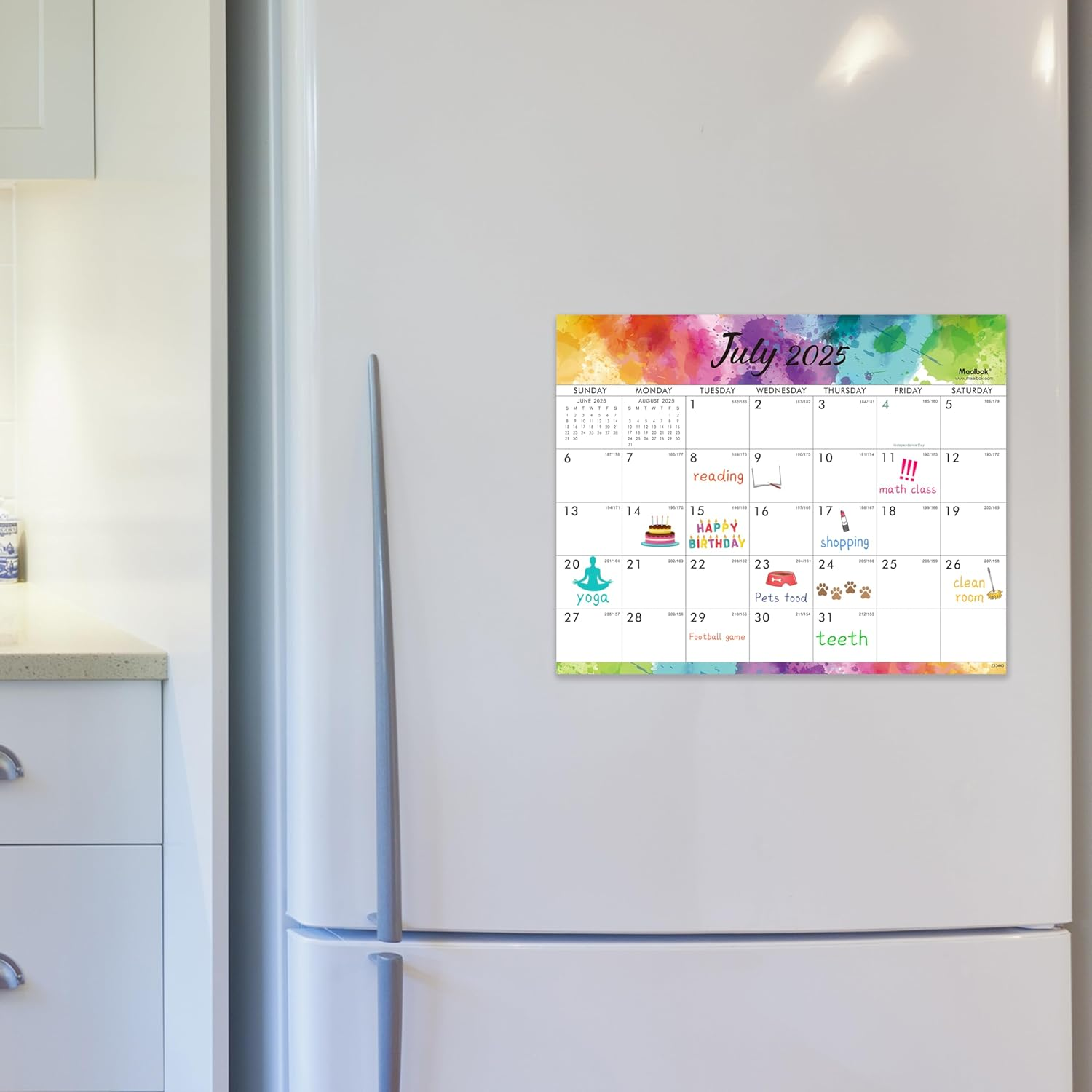 Magnetic Calendar 2025-2026 - JUL 2025 - DEC 2026, 18 Months Calendar 2025-2026, Magnetic Monthly Calendar, 8" X 10", Tear-Off Pad image number 5