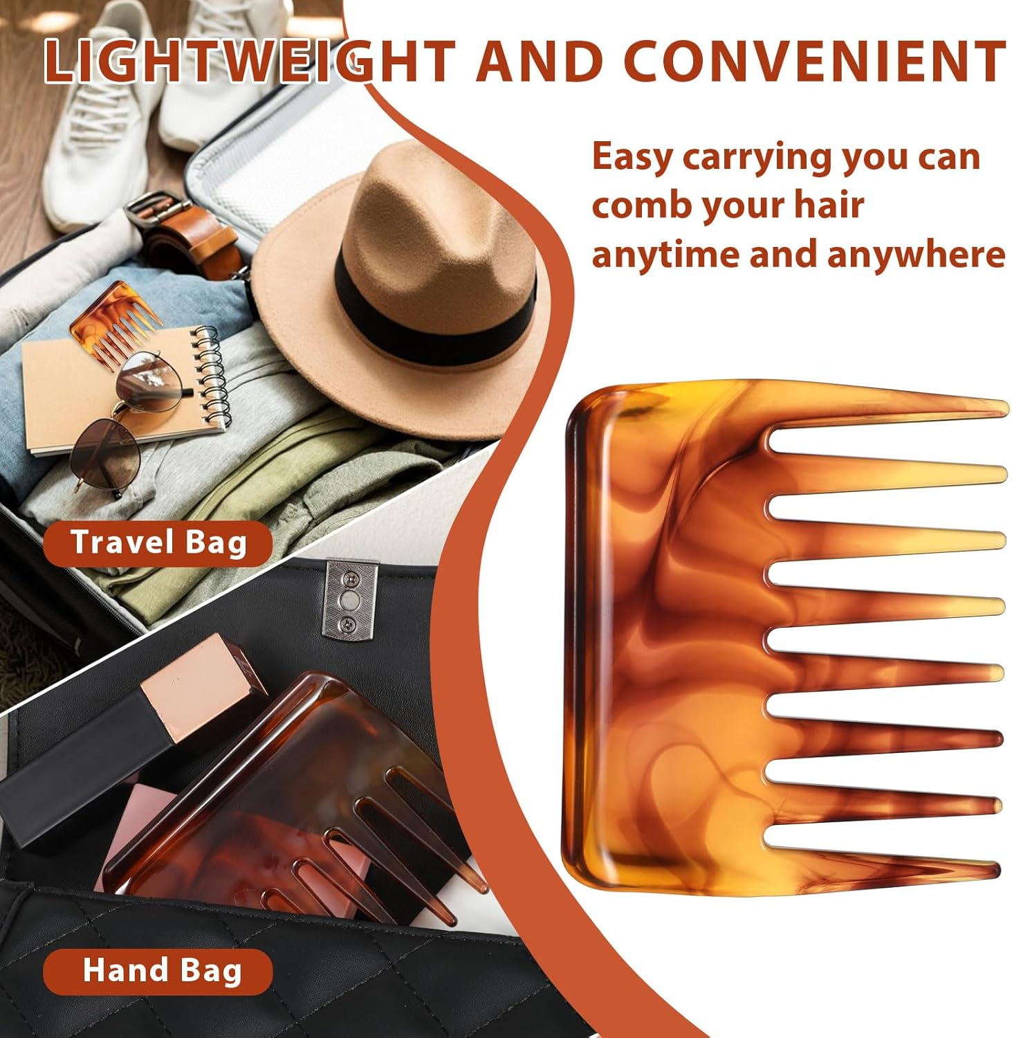 Curling Comb, Mini Portable Wide Teeth Comb, Handle-Less Curling Comb, Anti-Static Hair Comb, Suitable for Men and Women in Hairdressing Salon on Travel