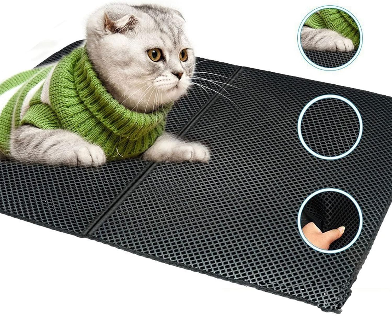 Zalati Cat Litter Tray Litter Mat Breathing Honeycomb Double Layer Design Water-Resistant for Pets image number 1