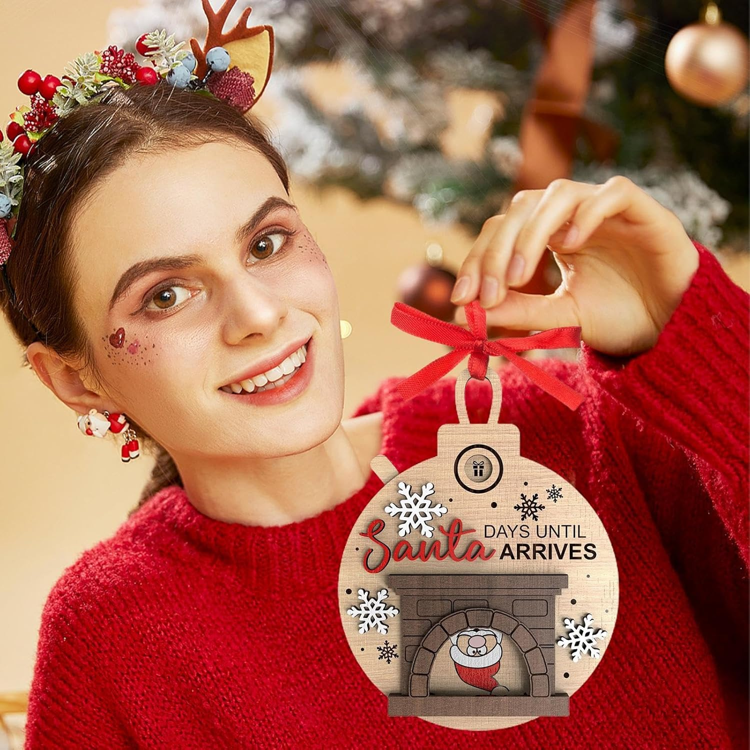 Christmas Ornaments,Christmas Countdown Decorations for Tree - Christmas Tree Decor, Cute Advent Decorations for Home Door Wall Decoration image number 2