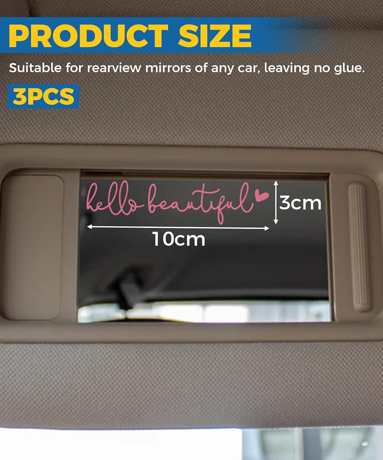 Car Decals,Car Window Decals,Decals for Vehicles,Car Accessories Car Window Stickers,Self Affirmations Decal,Hello Beautiful Mirror Decal,Rear View Mirror Sticker,Car Stickers for Women (Pink) - Pink image number 4