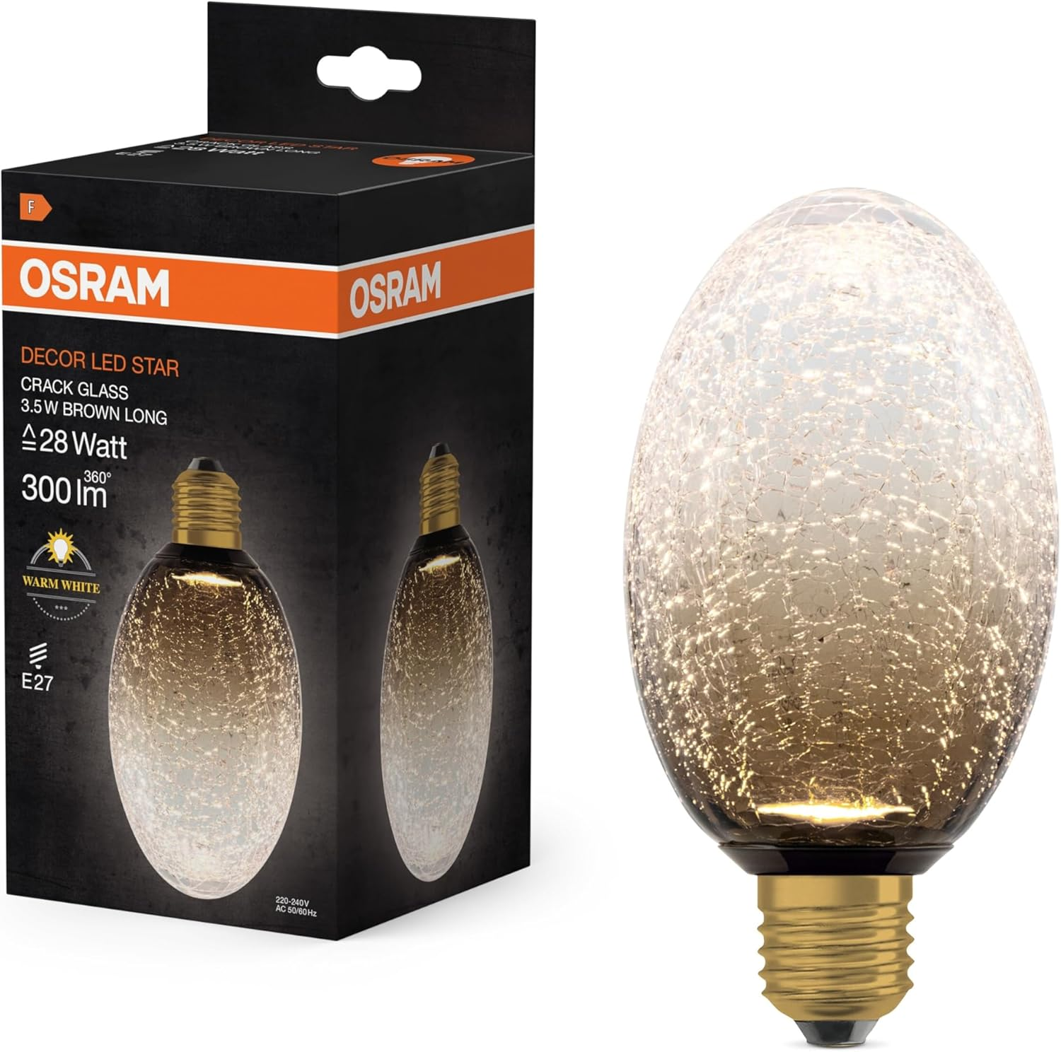 OSRAM Decorative LED Lamp in Cracked Glass in Cracked Glass, Long Brown image number 1