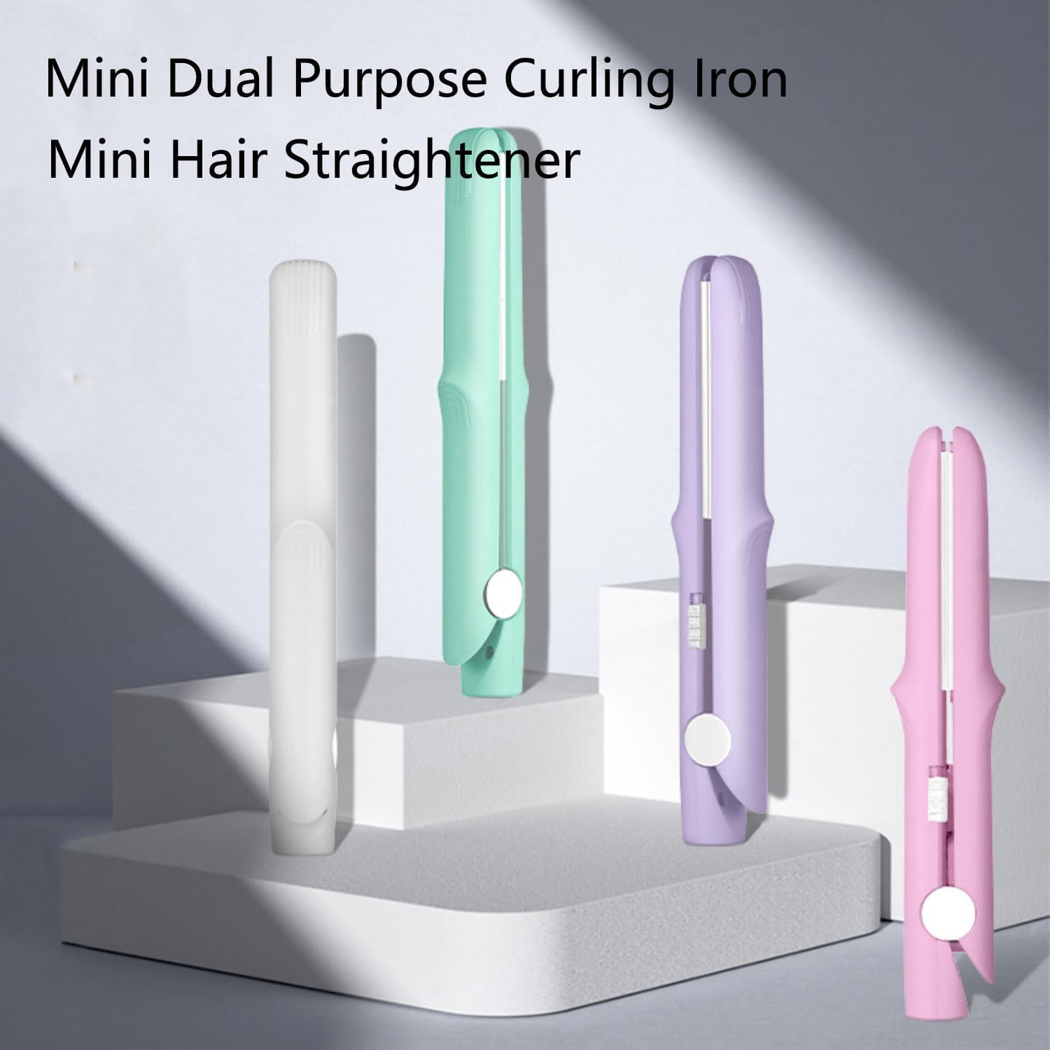 Gadgetcab Curling Iron, Gadgetcab Mini Curling Iron, Gadget Cab Mini Hair Curler, 2-In-1 Mini Curling Wand & Flat Iron Hair Straightener, Portable Ceramic Curling Iron for Short Hair (Purple) - Pink image number 4