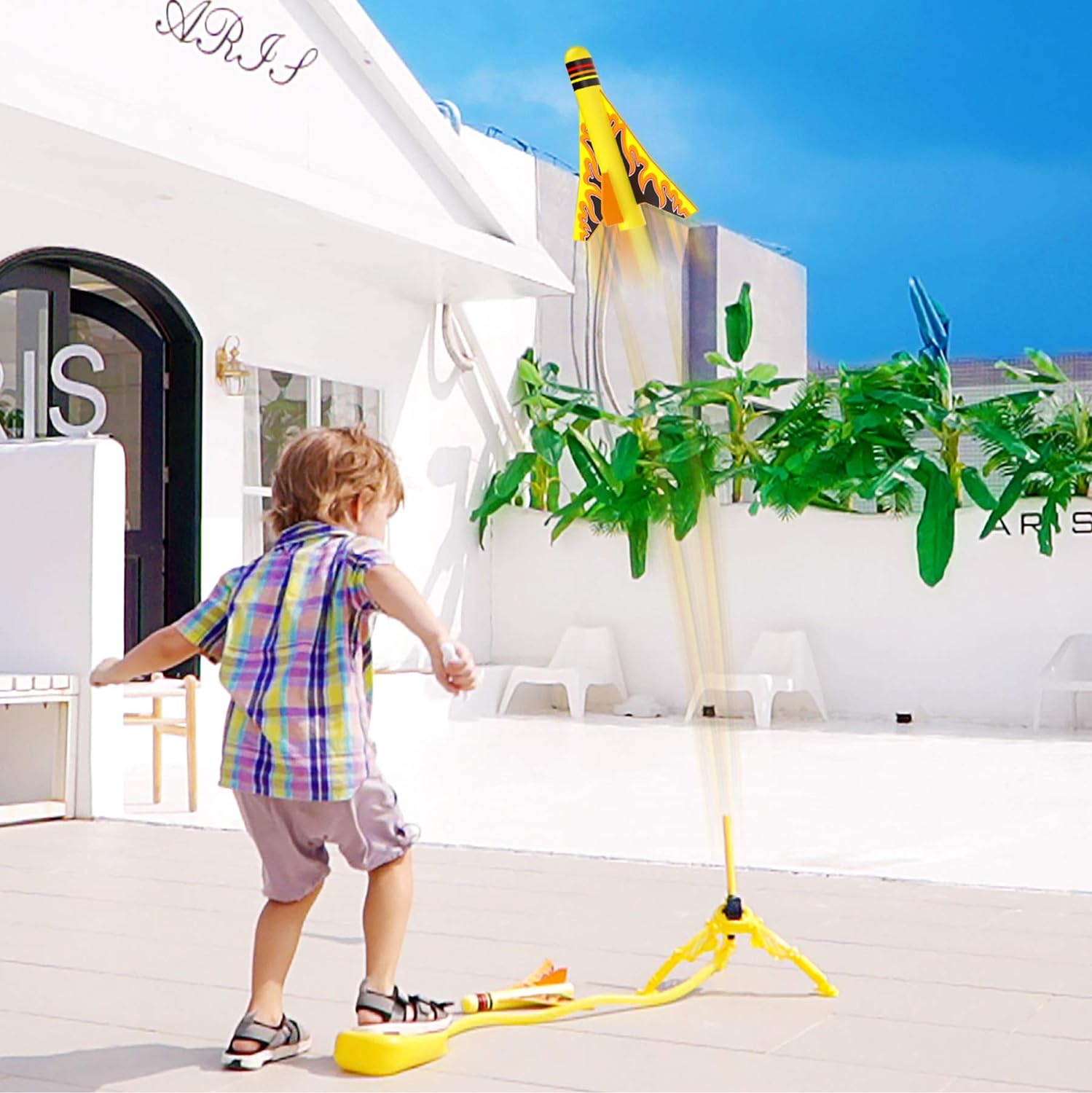 Jasonwell Toy Rocket Launcher for Kids Sturdy Stomp Launch Toys Fun Outdoor Toy for Kids Boys and Girls Age 5 6 7 8 9 10 Years Old with 3 Foam Rockets and 3 Stunt Planes Gift image number 4