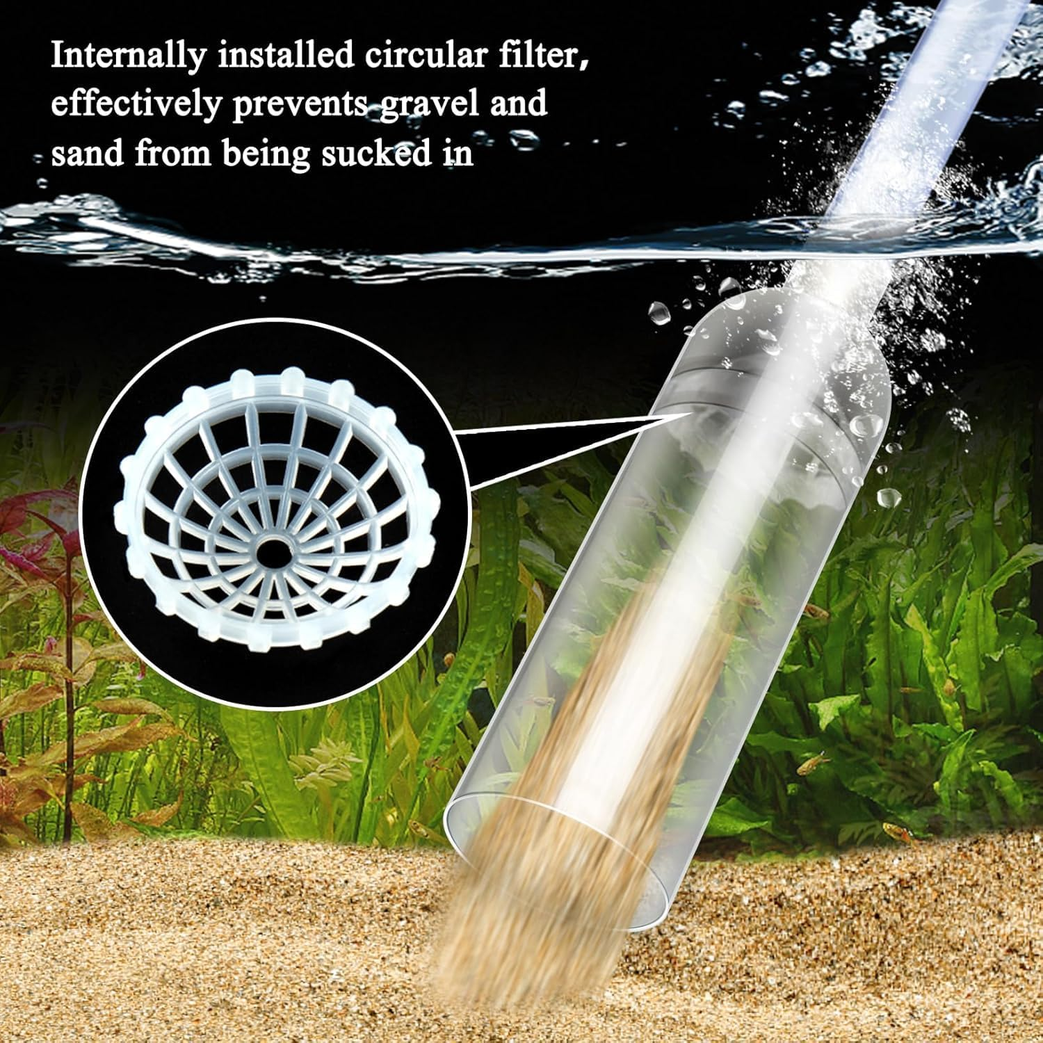 Aquarium Siphon Vacuum Cleaner for Gravel and Sand, Fish Tank Vacuum Gravel Cleaner, Powerful Fish Tank Vacuum Gravel Cleaning Kit for Aquarium Water Changer, Sand Cleaner, Dirt Removal image number 6
