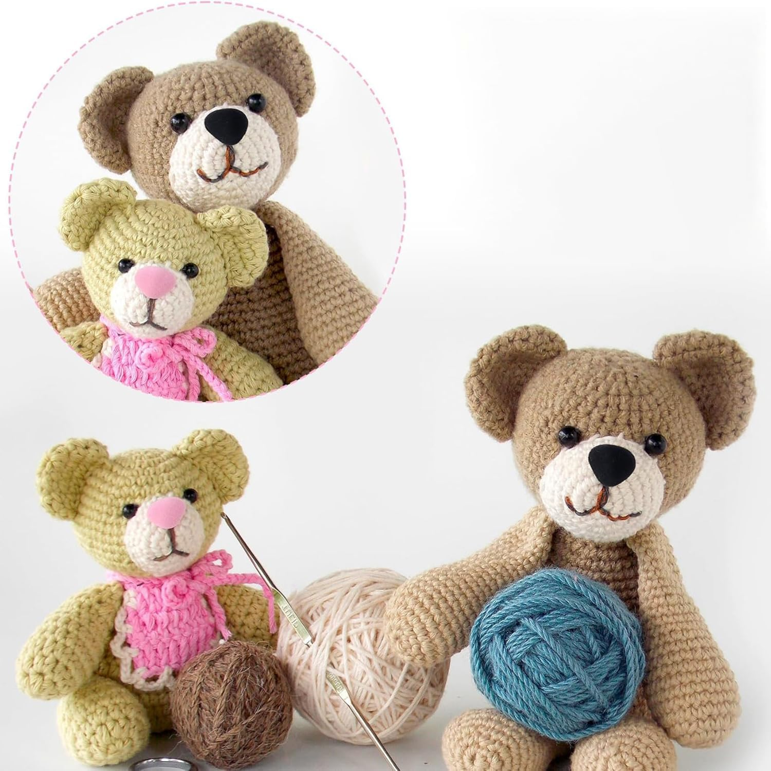 32Pcs Safety Noses 11/15/17/18Mm Plastic Noses with Washers, Flocking Teddy Bear for Crochet, Plush, and Craft Puppets (Pink & Black) image number 4