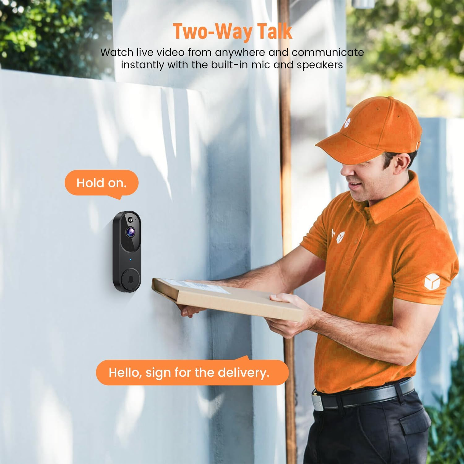 Gridtera - Wireless Video Smart Doorbell, AI Human Detection and Instant Alerts, Night Vision, 2-Way Audio, Battery Powered, Cloud Storage Sold By image number 3