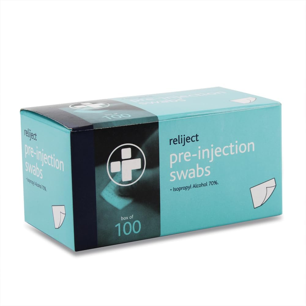 Reliance Medical Pre-Injection Swab Wipes - Individually Wrapped Medical Skin Cleaning Wipes with 70% Isopropyl Alcohol, White, Pack of 100