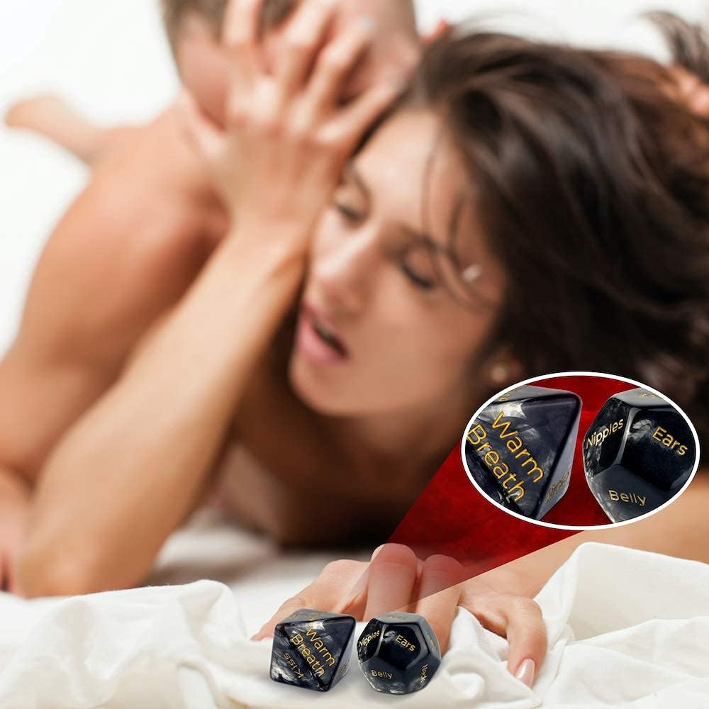 Larger Sized, Sex Dice Games for Adults Couples, Date Night Dice, 96 Foreplay Suggestions, 36 Sexual Positions, 6 Location Options = 20,000+ Sexual Scenarios...Black Marble image number 2