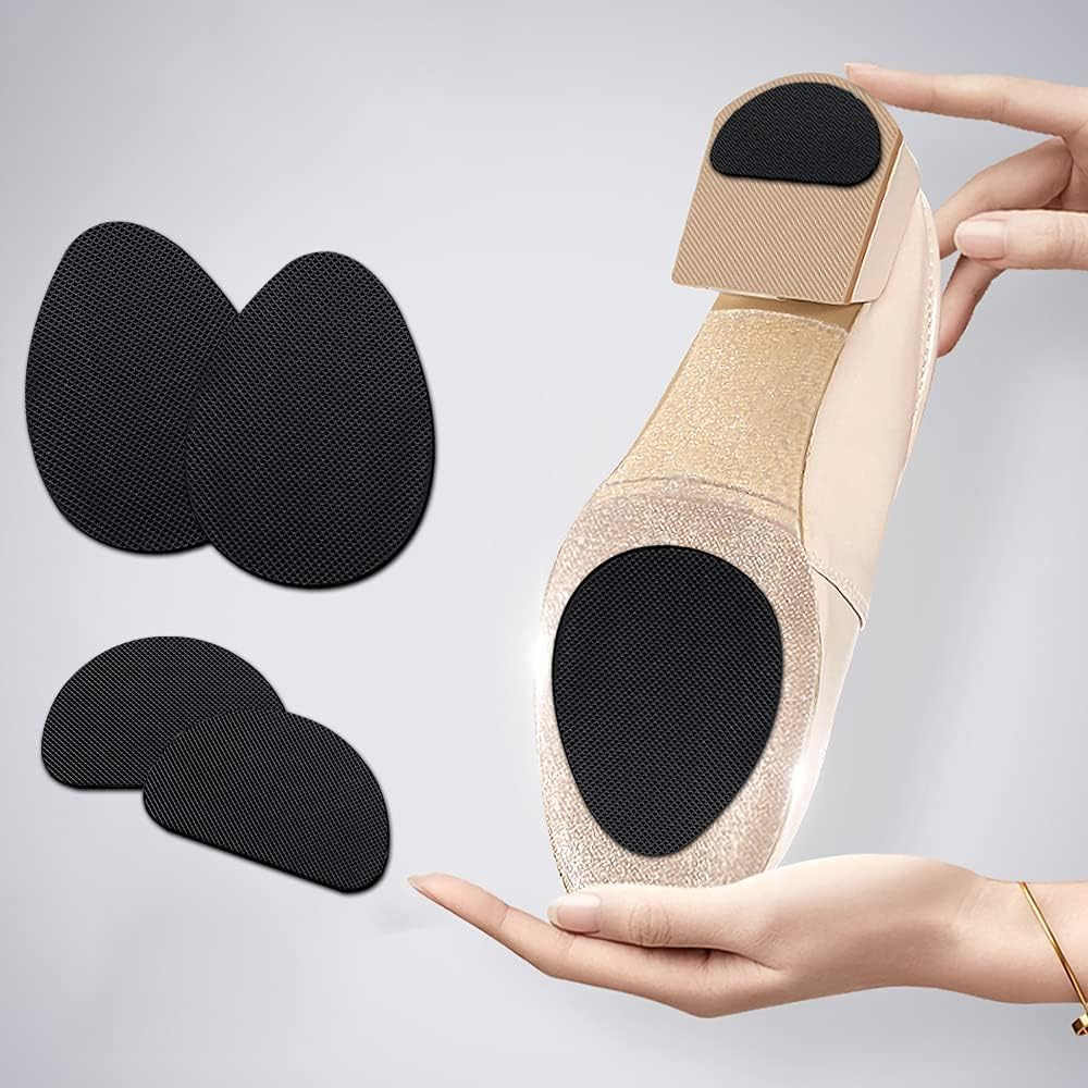 16 Pieces Non-Skid Shoe Pads Self-Adhesive Shoe Grips anti Slip Shoe Pads Noise Reduction Shoes Cushion Anti-Shedding Rubber Sole Protector,Black。 image number 5