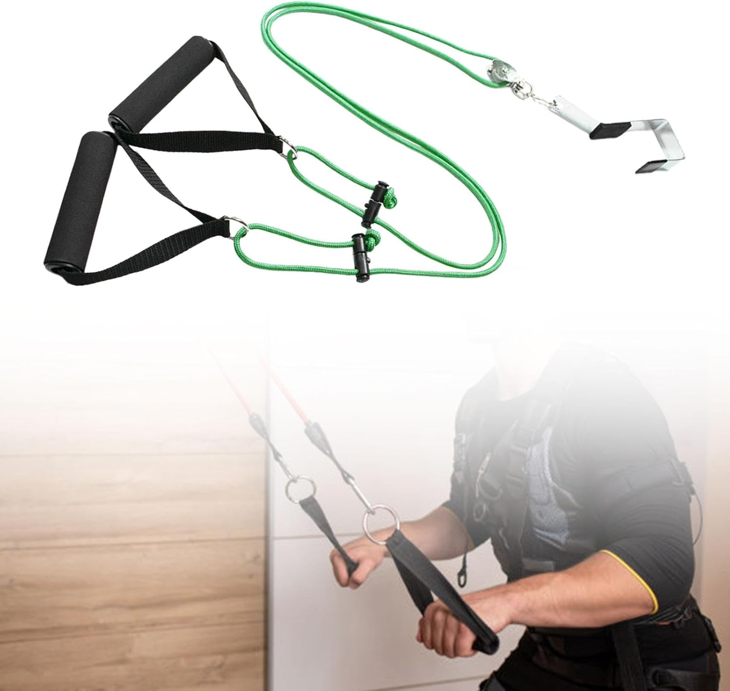 Shoulder Pulley over the Door Shoulder Pulley System Women Men Arm Exerciser Green, 2M image number 4