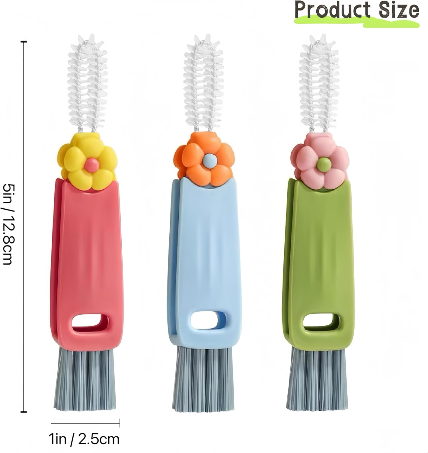 3 in 1 Cup Lid Cleaning Brush, Multifunctional Bottle Cleaning Brush, 2024 New Water Bottle Cleaner Brush, Portable Cup Lid Gap Cleaner, Home Kitchen Crevice Brush Tools (3 PCS) image number 2
