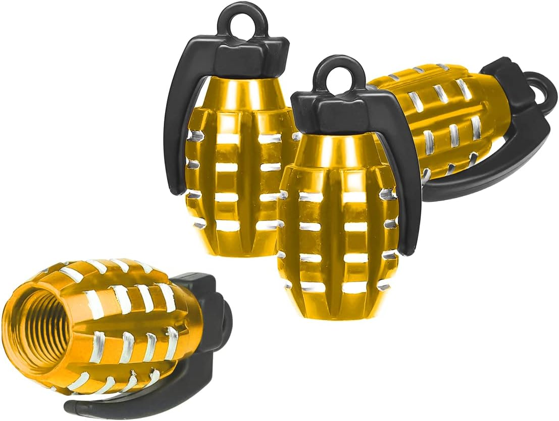 AIEX 4 Packs Valve Stem Caps, Grenade Style Aluminum Heavy Duty Valve Stem Covers Air-Proof Tire Caps for Cars SUV Trucks Motorcycles Bicycles(Black) - Black image number 6