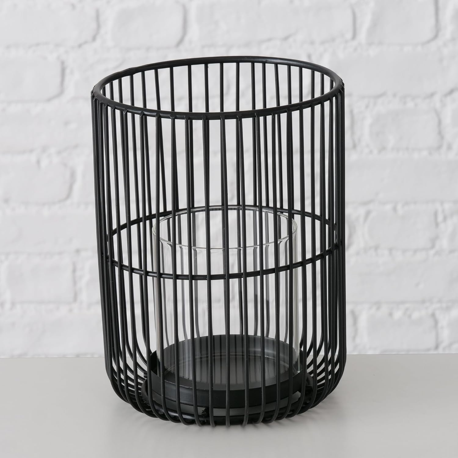 Boltze Cindy 2033181 Lantern Set of 2 Black Iron Glass 14-20 Cm High Modern Design Garden Decoration Table Decoration Candle Accessories Tea Light Glass image number 4