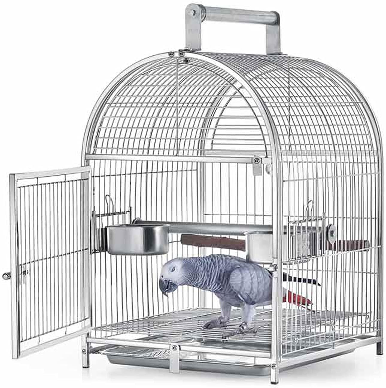 Indoor/Outdoor Aviary Bird Parrot Travel Cage Stainless Steel Bird Cage for Small Parrot Cockatiel Sun Parakeet/Lovebird/Canary Bird Cage Parakeet Cage image number 5