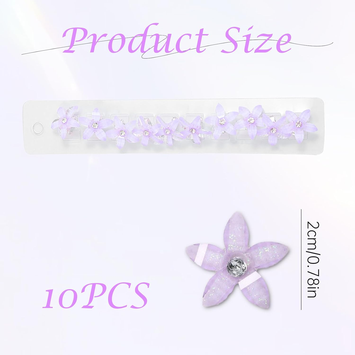 Pack of 10 Flower Hair Clips, Small Hair Clips, Girls' Hair Accessories with Rhinestones, Small Accessories Hair Clip, Flower Hair Accessories, Orchid Hair Clip Set, for Girls and Women (Purple) image number 2