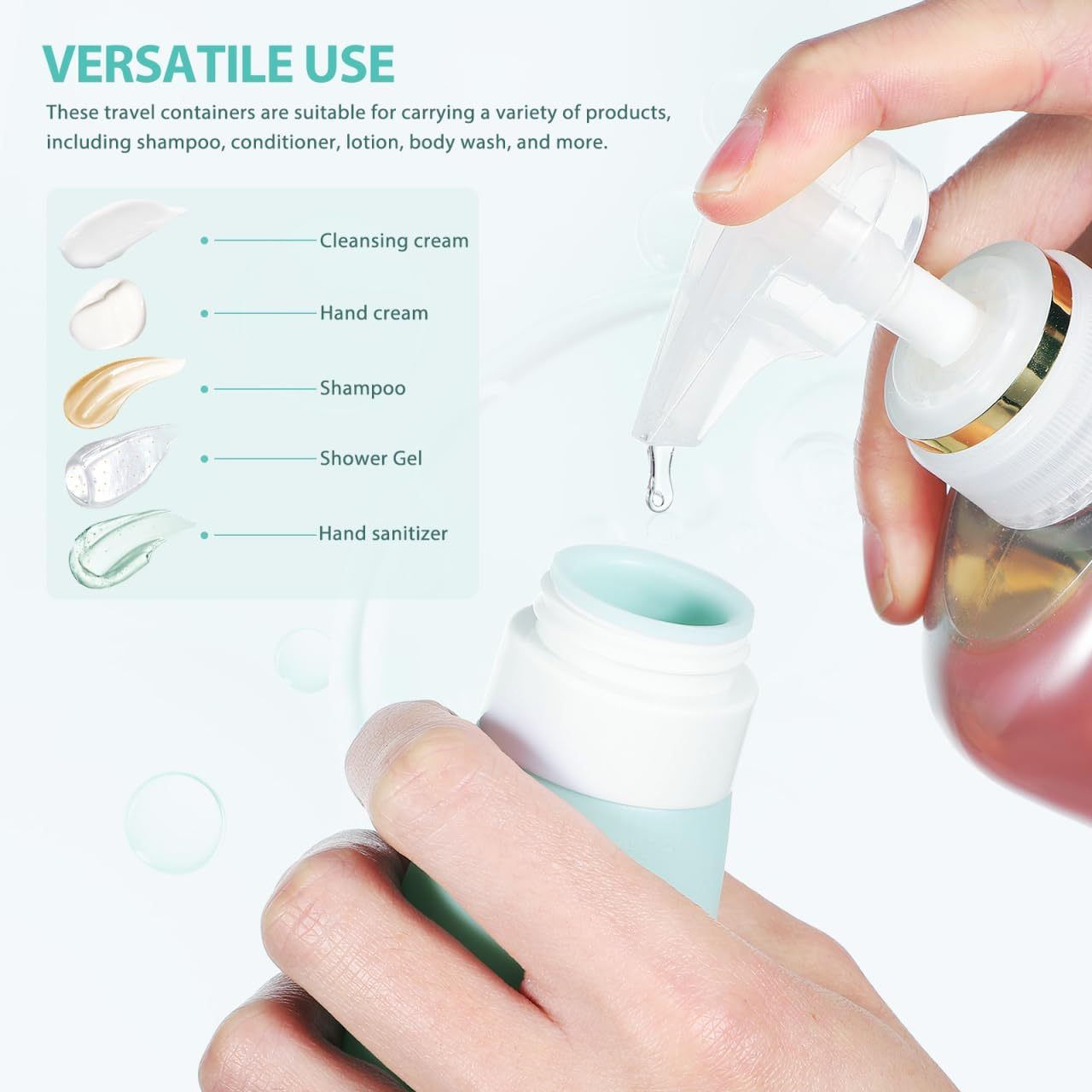 Iplusmile Travel Toiletry Bottles Set 150Ml Silicone Refillable Squeeze Bottles for Lotion Shampoo image number 6