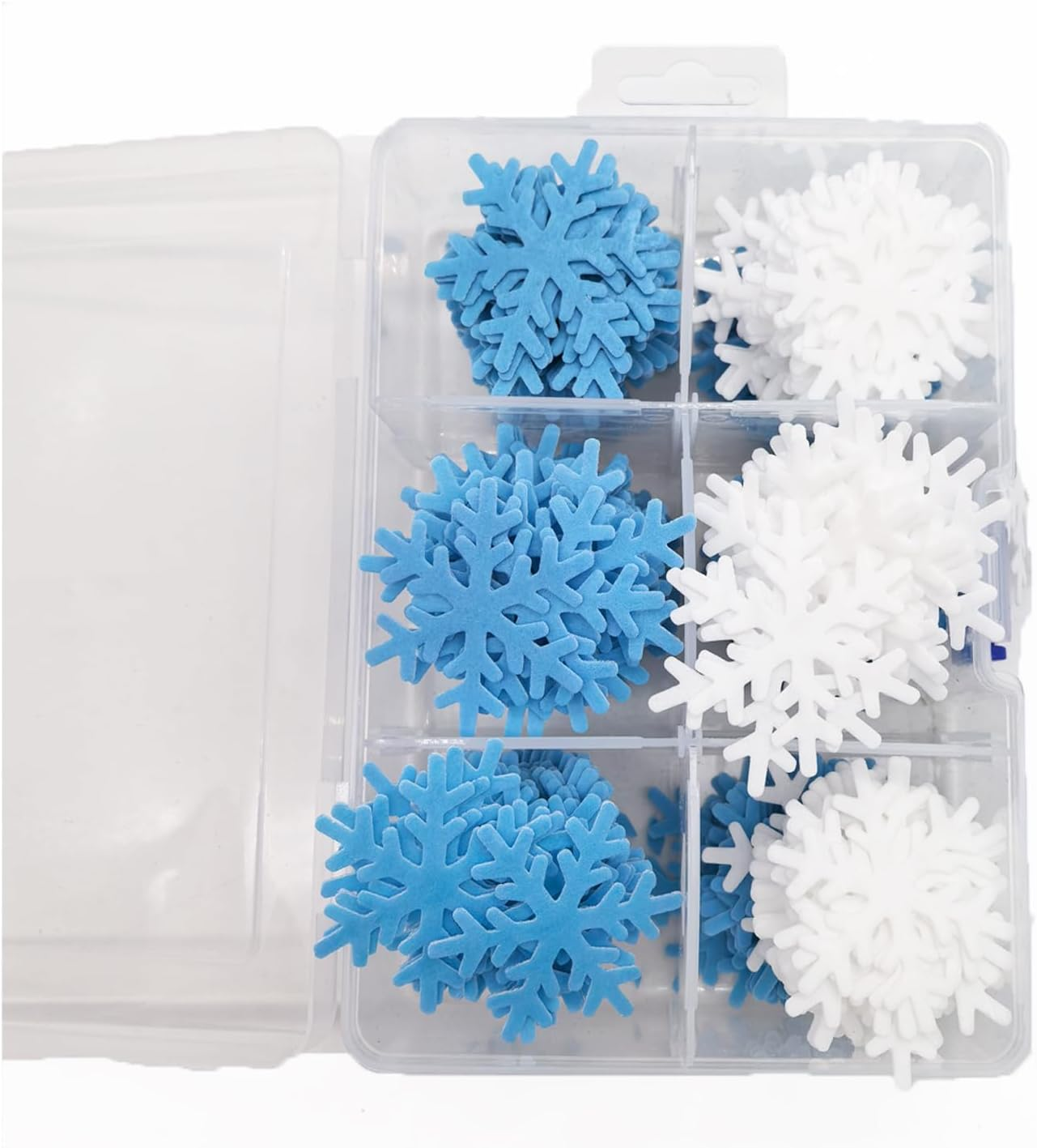 90Pcs Edible White Snowflakes Cake Toppers Christmas Winter Party Cupcake Decoration White and Blue