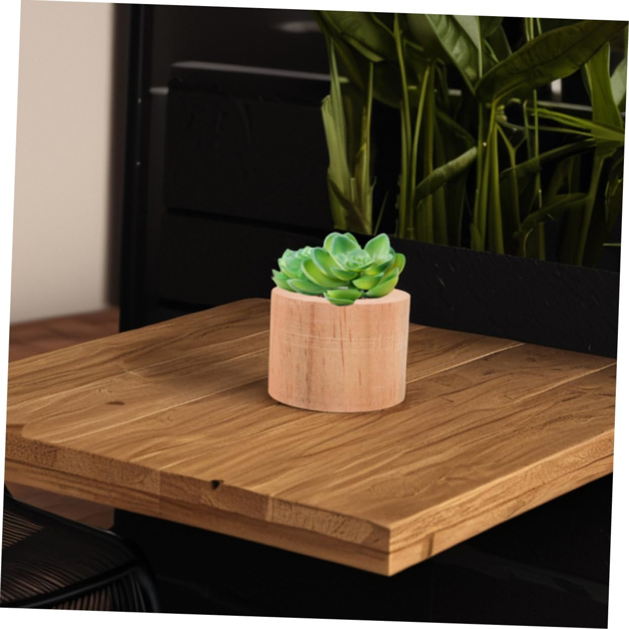 OFFSCH 3Pcs Rustic Mini Wooden Flower Pots Flowerpot for Indoor Gardening Decor image number 5