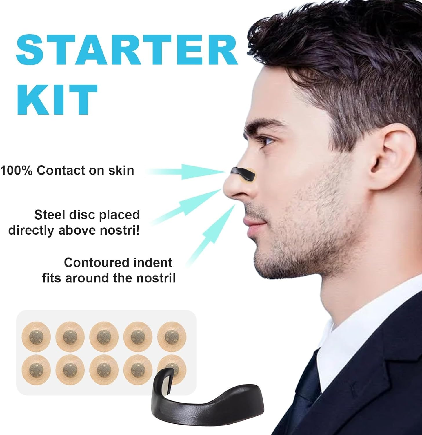 Breathing Nasal Strip Starter Kit (15 Count) - Boost Oxygen Intake, Reduce Snoring, Improve Sleep Quality - Sweat Resistant, Skin Safe Nasal Strips - Extra Strength Snoring Solution (BLACK) - Black image number 2