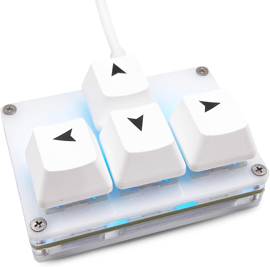 BTXETUEL Mini 4-Key Keypad WASD Arrow Key Keycaps Keyboard One-Handed Mechanical Gaming Keypad Programmable USB-C Customized Keyboard for Working or Gaming (White, Arrow Keycaps 1) image number 4