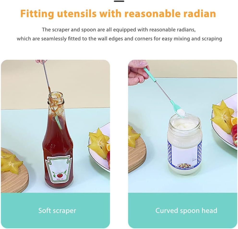 Mini Silicone Telescopic Spatula Multipurpose Double-Headed Cream Cake Scraper Red - Green image number 7