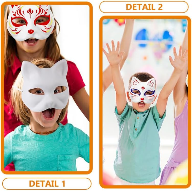 Vaguelly Hand-Painted Mask 2Pcs Blank Paper Masks for Diy Art Projects Perfect for Kids Craft Activities and Halloween Celebrations image number 4