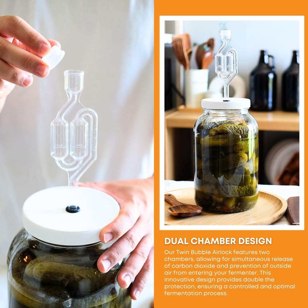 Fastrack 4X-QAD4-R06S One Gal Wide Mouth Jar with Lid and Twin Bubble Airlock, Clear image number 1