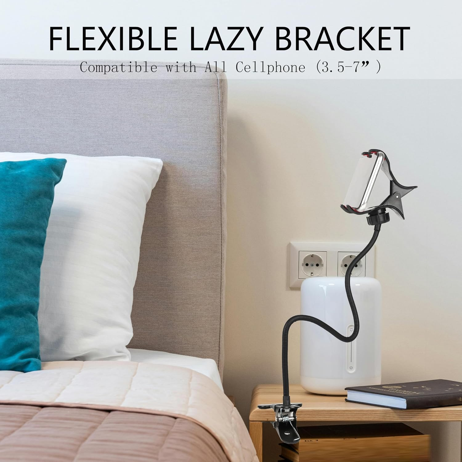 Ltheifaa Cell Phone Holder Gooseneck Mount, Universal Lazy Bracket Flexible Long Arm Clamp Clip Phone Stand for Bed,360 Adjustable DIY Flexible Grip Desktop Mobile Phone Stand for All 4-7&rdquo; Devices image number 2
