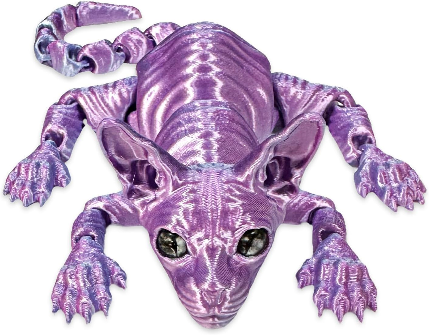 TEAONE 3D Printed Cat, Realistic Cat Figurine for Cat Lovers, Desktop, Bookshelf Decor (22Cm/8.66In, Purple) image number 4